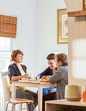 Family sitting at table