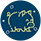 Yellow outlined pig on a blue background