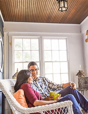 Couple sitting in their porch
