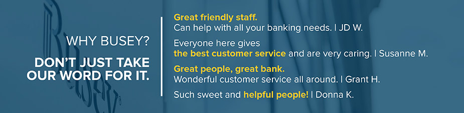 A banner of customer comments