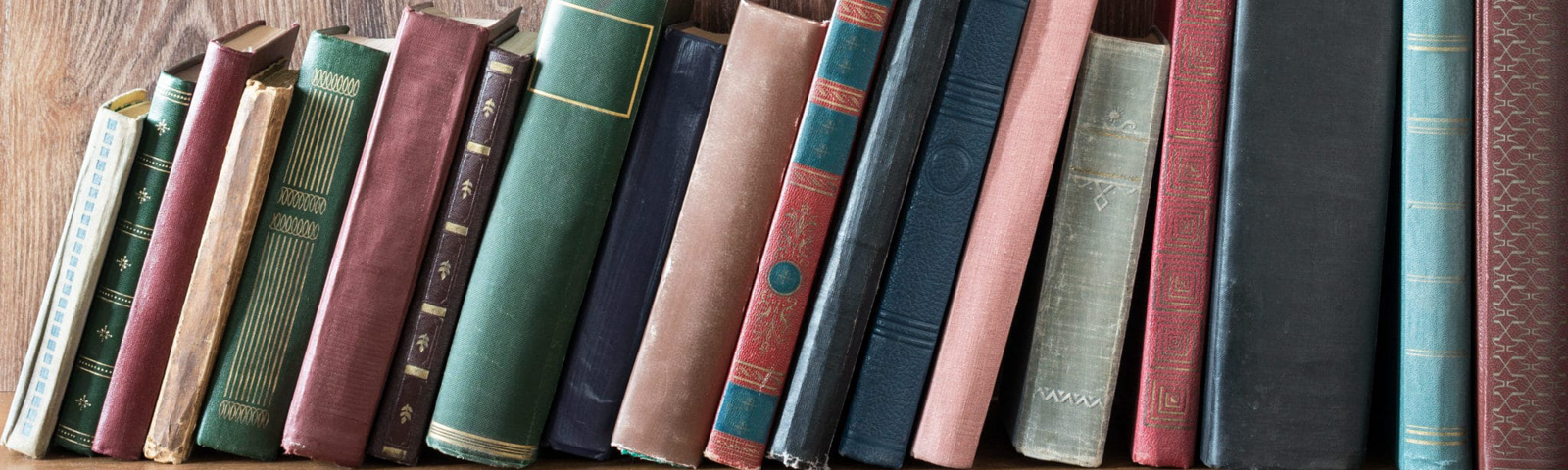 a row of books on a shelf