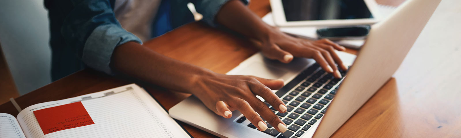 Hands on laptop