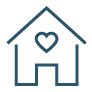 House shaped graphic with a heart over the door