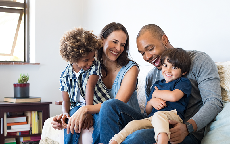 A family enjoying time together at home.