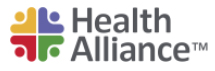 The Health Alliance logo with colors of yellow, purple, red and green.